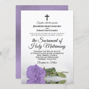 Invitación Elegante Rosa de Lavanda Boda Católico Moderno