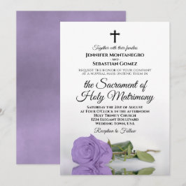 Invitación Elegante Rosa de Lavanda Boda Católico Moderno