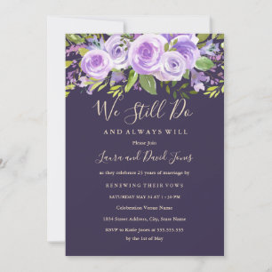 Invitación Elegante Rosa de Lavanda Boda floral Vow Renovació
