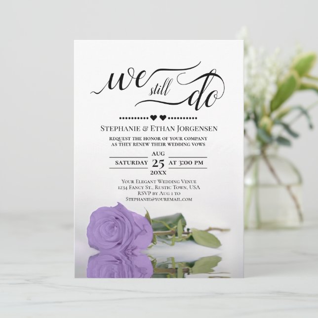 Invitación Elegante Rosa de Lavanda Todavía Vemos Renovación (Anverso de pie)