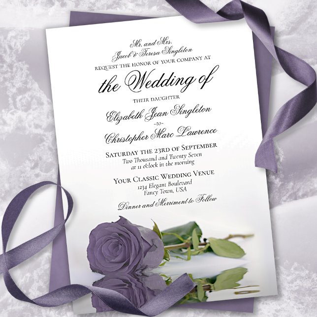 Invitación Elegante Rosa de lavanda turbia  Boda formal (Subido por el creador)