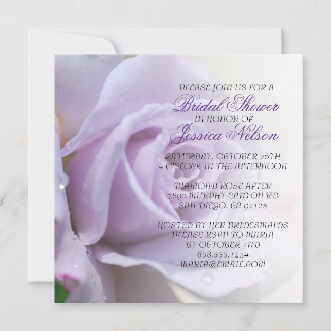 Invitación Elegante Rosa de lujo con ducha de matrimonio púrp (Anverso)