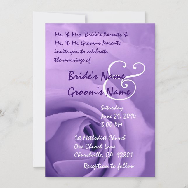 Invitación Elegante Rosa de matrimonio (Anverso)