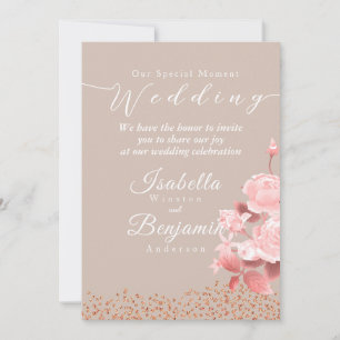 Invitación Elegante Rosa de Moda Boda