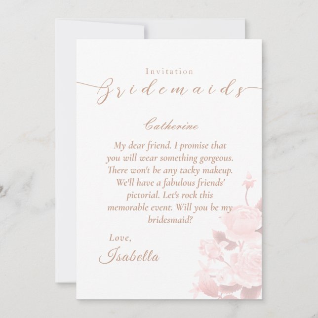 Invitación Elegante Rosa de Moda Boda Bridemaids (Anverso)