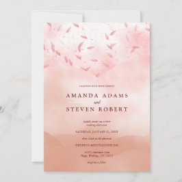 Invitación Elegante Rosa de Moda de oro deja Boda abstracto