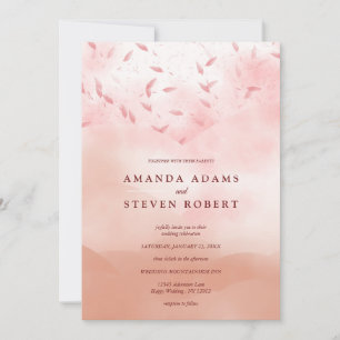 Invitación Elegante Rosa de Moda de oro deja Boda abstracto