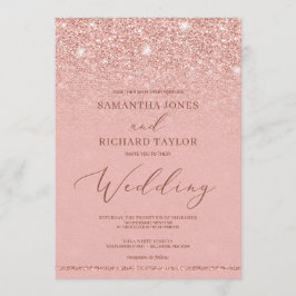 Invitación Elegante rosa de moda purpurina de oro destellan b