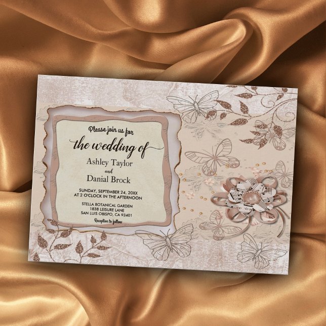 Invitación Elegante Rosa de Moda Purpurina de oro Glam Boda m (Subido por el creador)