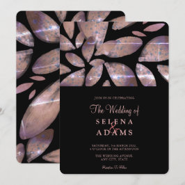 Invitación Elegante Rosa de oro acuarela Boda de follaje