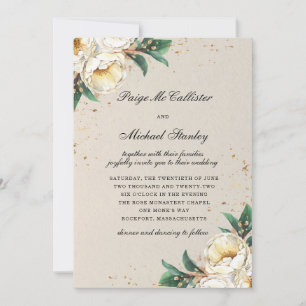 Invitación Elegante Rosa de oro blanco Boda floral