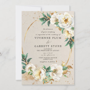 Invitación Elegante Rosa de oro blanco Boda floral