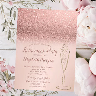 Invitación Elegante Rosa de Oro Brillo Bokeh Jubilación