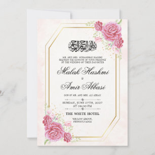 Invitación Elegante Rosa de oro Nikah Boda musulmán islámico