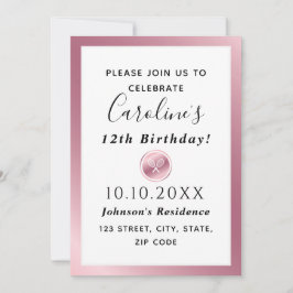 Invitación Elegante Rosa de oro raquetas de tenis Chicas Fies