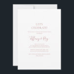 Invitación Elegante Rosa de oro simple celebremos<br><div class="desc">Esta sencilla y elegante rosa dorada celebremos que la invitación sea perfecta para su clásico y moderno rosa de boda de oro minimalista. El diseño presenta una moda minimalista clásica de color dorado contemporáneo y una delicada caligrafía formal romántica. Es excelente para bodas de lujo en primavera, verano, otoño o...</div>