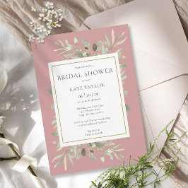 Invitación Elegante Rosa de oro verde dorado ducha de novia