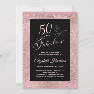 Invitación Elegante Rosa de oro virtual 50 cumpleaños