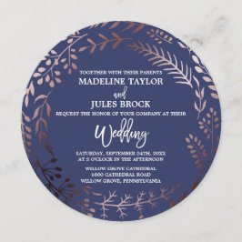 Invitación Elegante Rosa de oro y Boda de la Ronda Naval