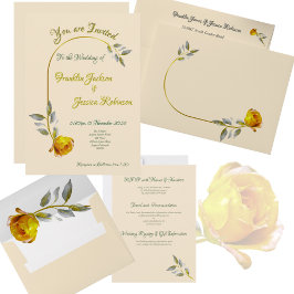 Invitación Elegante rosa de paz suave Boda oval verde y dorad