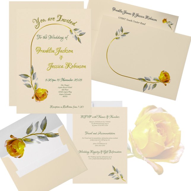 Invitación Elegante rosa de paz suave Boda oval verde y dorad (Subido por el creador)