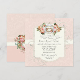 Invitación Elegante Rosa de Rubor con ducha de novia floral 