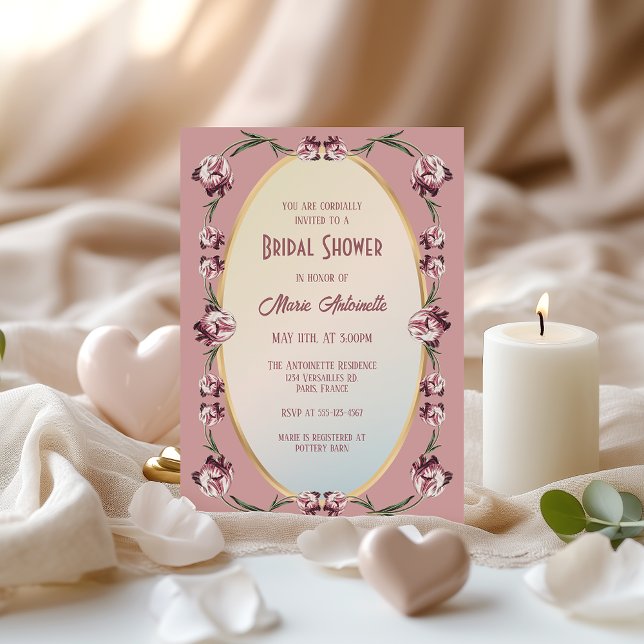 Invitación Elegante Rosa de Rubor Rococo Bridal Shower (Subido por el creador)
