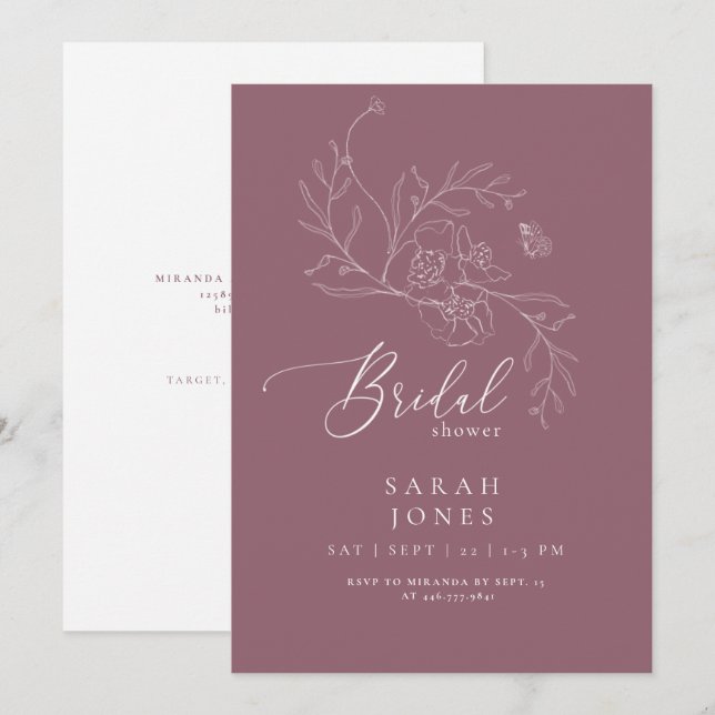 Invitación Elegante Rosa deslumbrante ducha de novia (Anverso / Reverso)