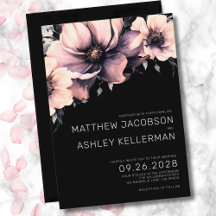 Elegante Rosa Desvanecido Negro Floral Boda