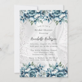 Invitación Elegante Rosa dorado azul turquesa ducha de novia