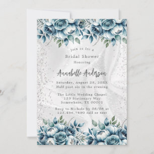 Invitación Elegante Rosa dorado azul turquesa ducha de novia