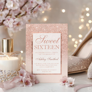 Invitación Elegante rosa dorado brillo chic Cumpleaños 16