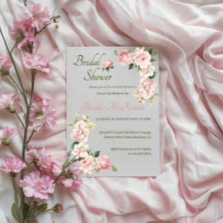 Invitación Elegante Rosa Dorado Floral Bridal Ducha Invitació