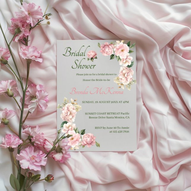Invitación Elegante Rosa Dorado Floral Bridal Ducha Invitació (Subido por el creador)