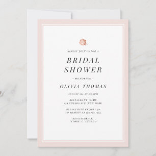Invitación Elegante Rosa dorado floral ducha de novia minimal