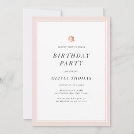 Invitación Elegante Rosa dorado floral Partido del Cumpleaños