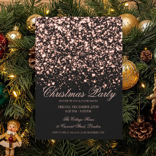 Invitación Elegante Rosa Dorado Glam Nochebuena Fiesta de Nav