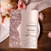 Elegante Rosa Dorado Glitter Script Boda