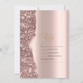 Invitación Elegante Rosa Dorado Glitter Script RSVP