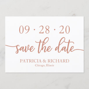 Invitación Elegante Rosa Dorado Letra Bodas Save The Date