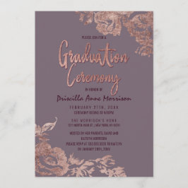 Invitación Elegante Rosa Dorado Morado Mauve Graduación