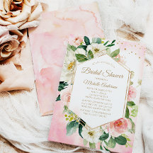 Elegante Rosa dorado rosado floral ducha de novia
