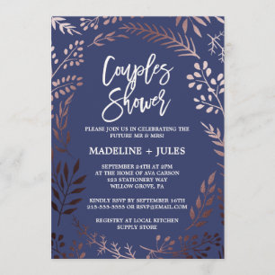 Invitación Elegante Rosa dorado y ducha de las parejas de la 