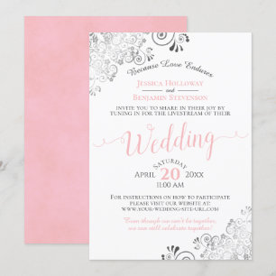 Invitación Elegante rosa en la transmisión en vivo de Boda bl