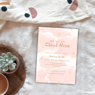 Invitación Elegante rosa Estamos En El Baby Shower Nueve Chic
