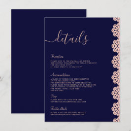 Invitación Elegante Rosa Faux Gold y detalles islámicos azul 