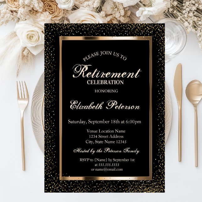 Invitación Elegante Rosa Fiesta de Jubilación de Confetti con (Subido por el creador)