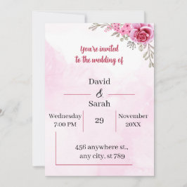 Invitación Elegante Rosa Flor Boda personalizado