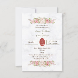 Invitación Elegante Rosa Flor Boda personalizado