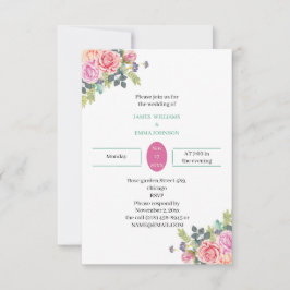 Invitación Elegante Rosa Flor Boda personalizado